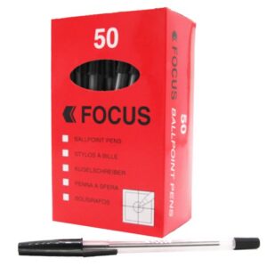 Ball Point Pens, Pack of 50 (Black, Blue, Green, Red, Purple)
