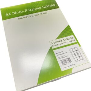 Alpa-Cartridge A4 Multipurpose Labels 12 Per Sheet 72 x 63.5mm (White) Pk of 100