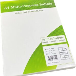 Alpa-Cartridge A4 Multipurpose Labels 14 Per Sheet 99.1 x 38.1mm (White) Pk of 100