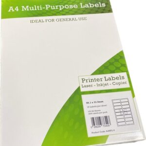 Alpa-Cartridge A4 Multipurpose Labels 16 Per Sheet 99.1 x 34mm (White) Pk of 100