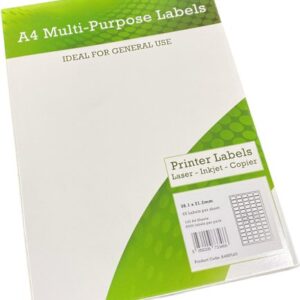 Alpa-Cartridge A4 Multipurpose Labels 65 Per Sheet 38.1 x 21.2mm (White) Pk of 100